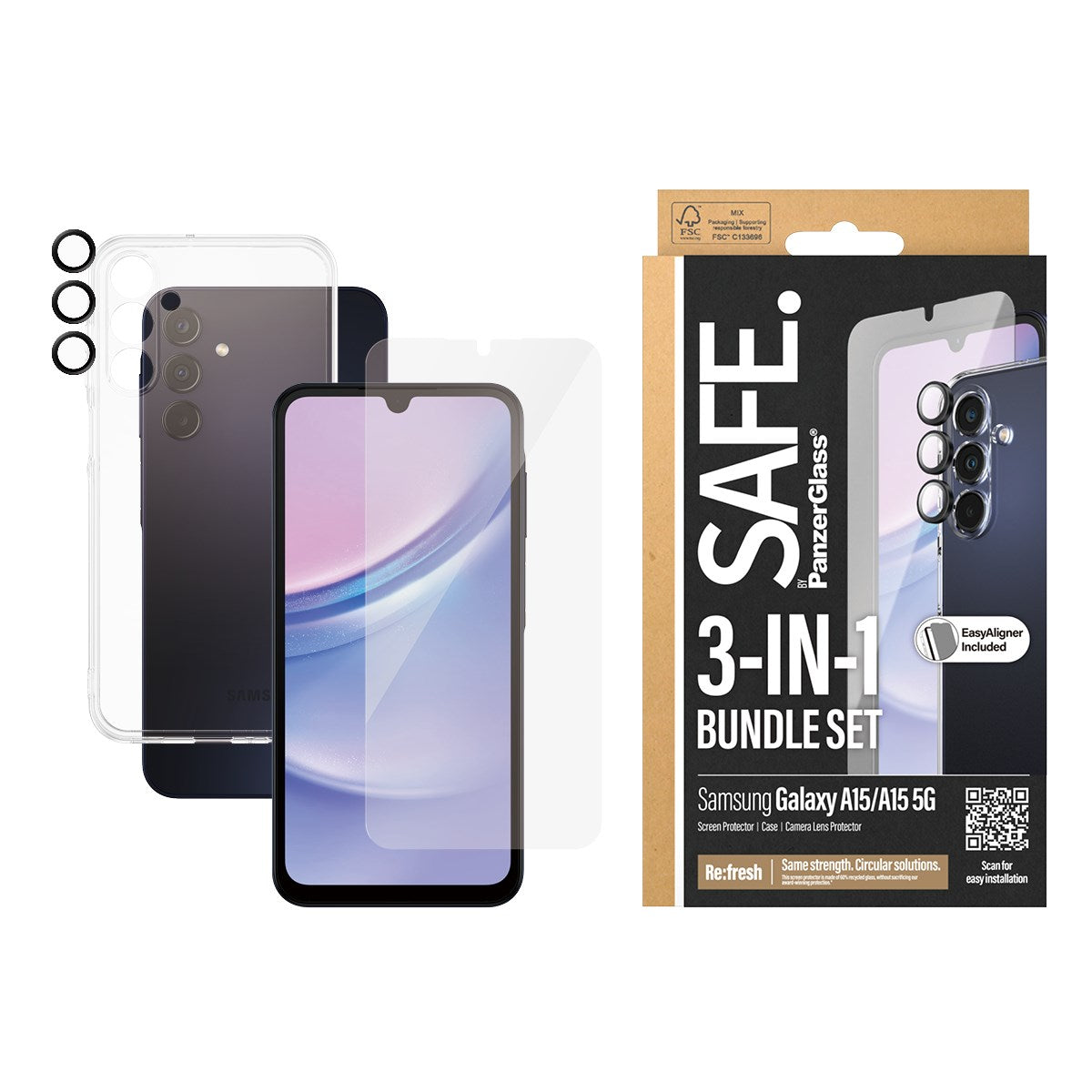SAFE. by PanzerGlass® 3-i-1 Pakke Samsung Galaxy A15 | A15 5G