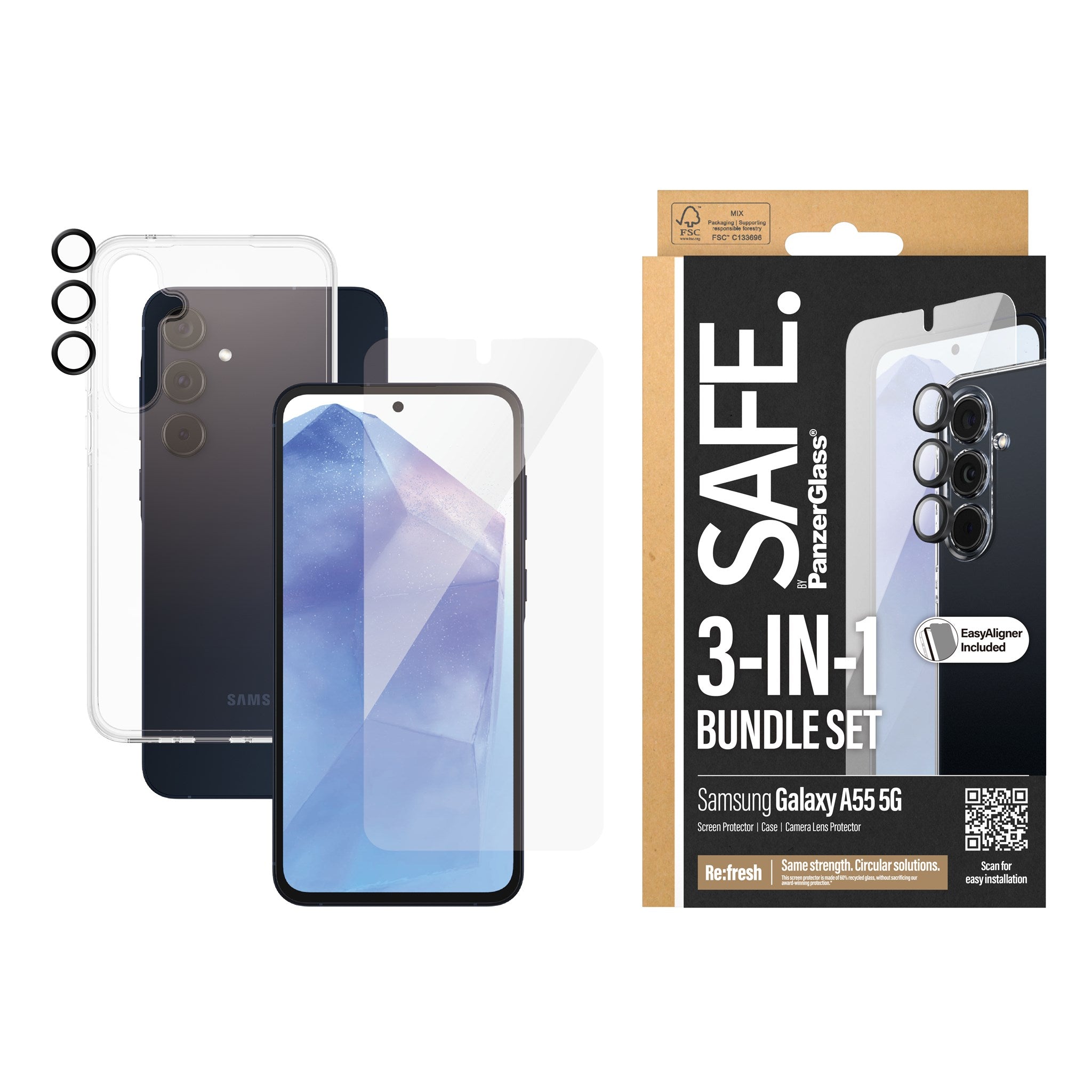 SAFE. by PanzerGlass® 3-i-1 Pakke Samsung Galaxy A55 5G