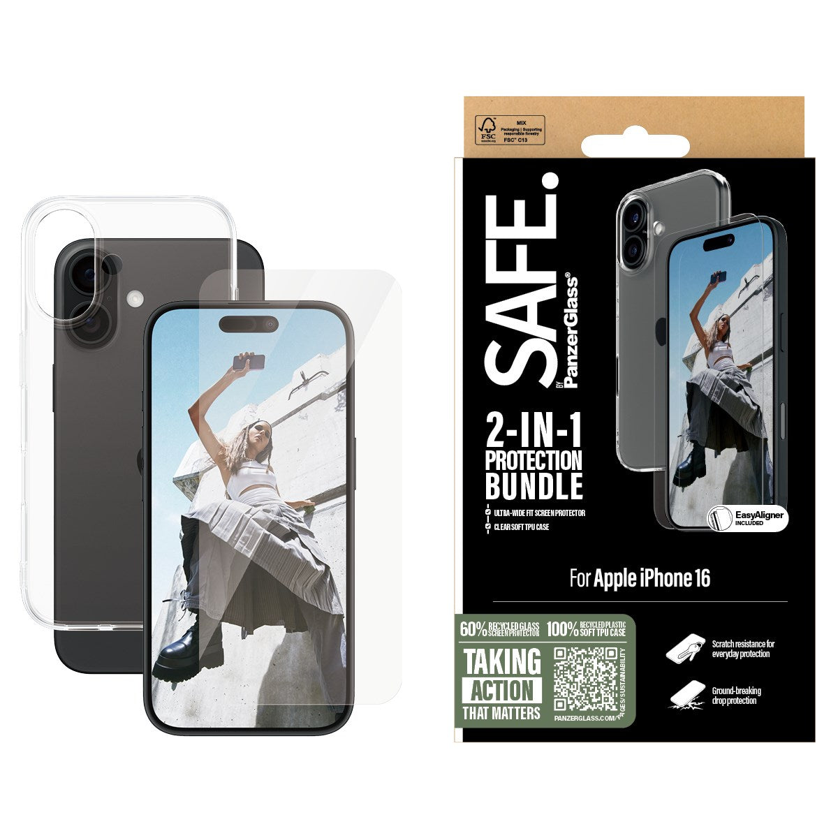 SAFE. by PanzerGlass® 2-in-1 Beskyttelsespakke iPhone 16