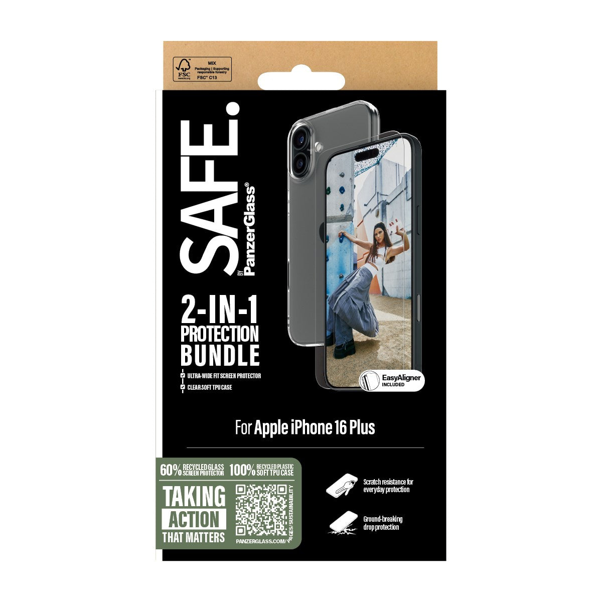 SAFE. by PanzerGlass® 2-in-1 Beskyttelsespakke iPhone 16 Plus