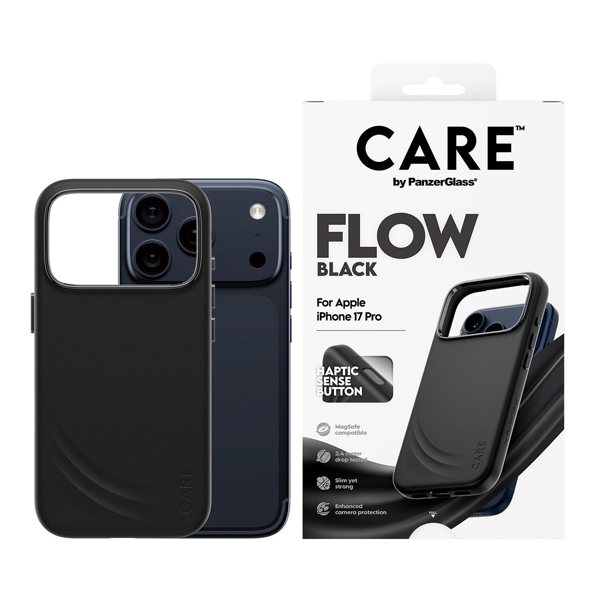 CARE™ by PanzerGlass® Flow Case Sort m. Haptic Button & MagSafe iPhone 17 Pro