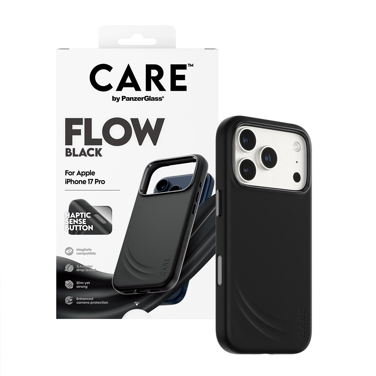 CARE™ by PanzerGlass® Flow Case Sort m. Haptic Button & MagSafe iPhone 17 Pro