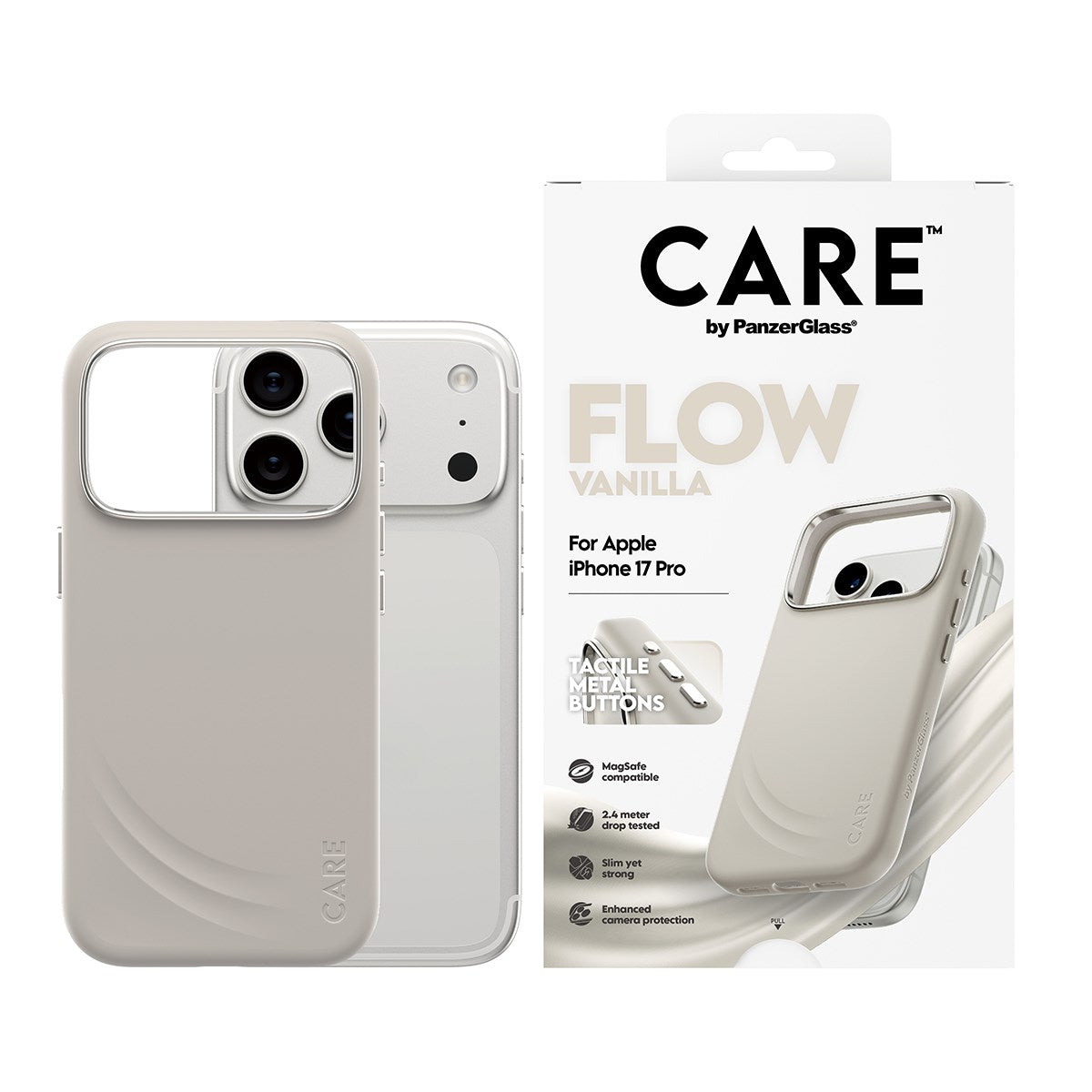 CARE by PanzerGlass® FLOW Case Vanilla m. MagSafe iPhone 17 Pro