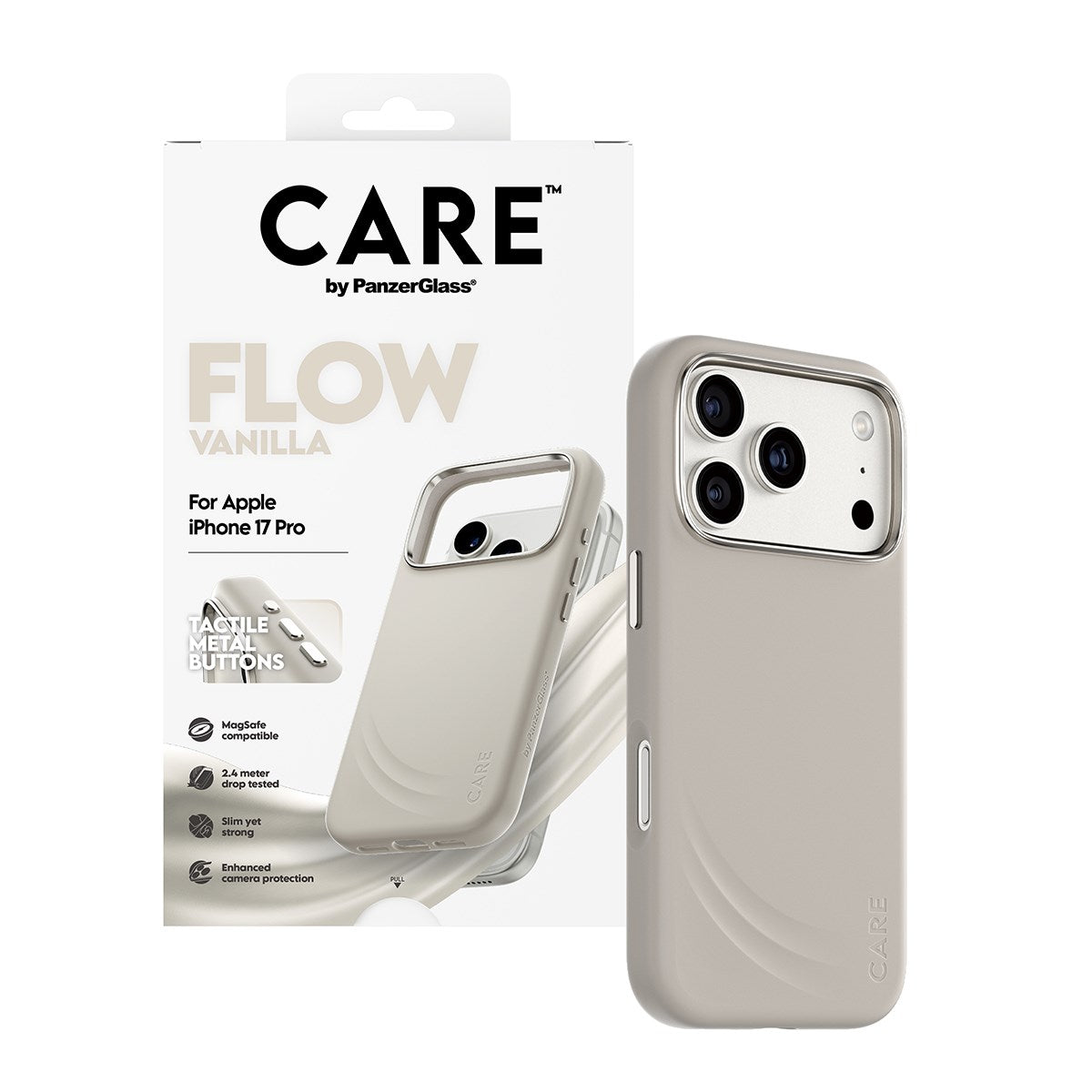 CARE by PanzerGlass® FLOW Case Vanilla m. MagSafe iPhone 17 Pro