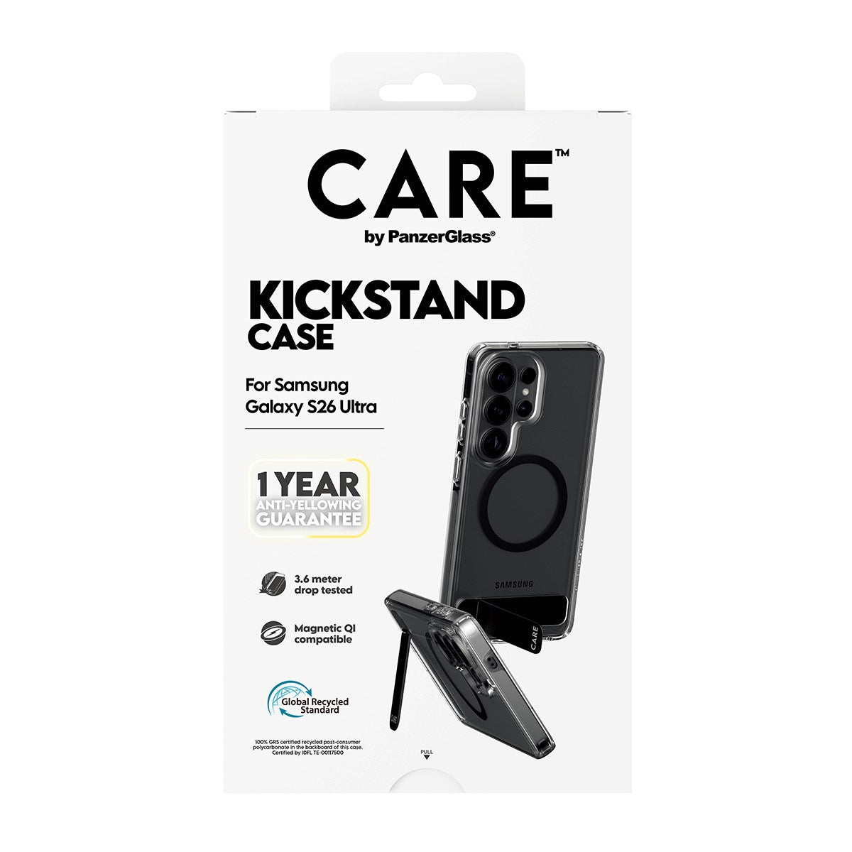 CARE™ by PanzerGlass® Kickstand Case Transparent m. Qi Samsung Galaxy S26 Ultra