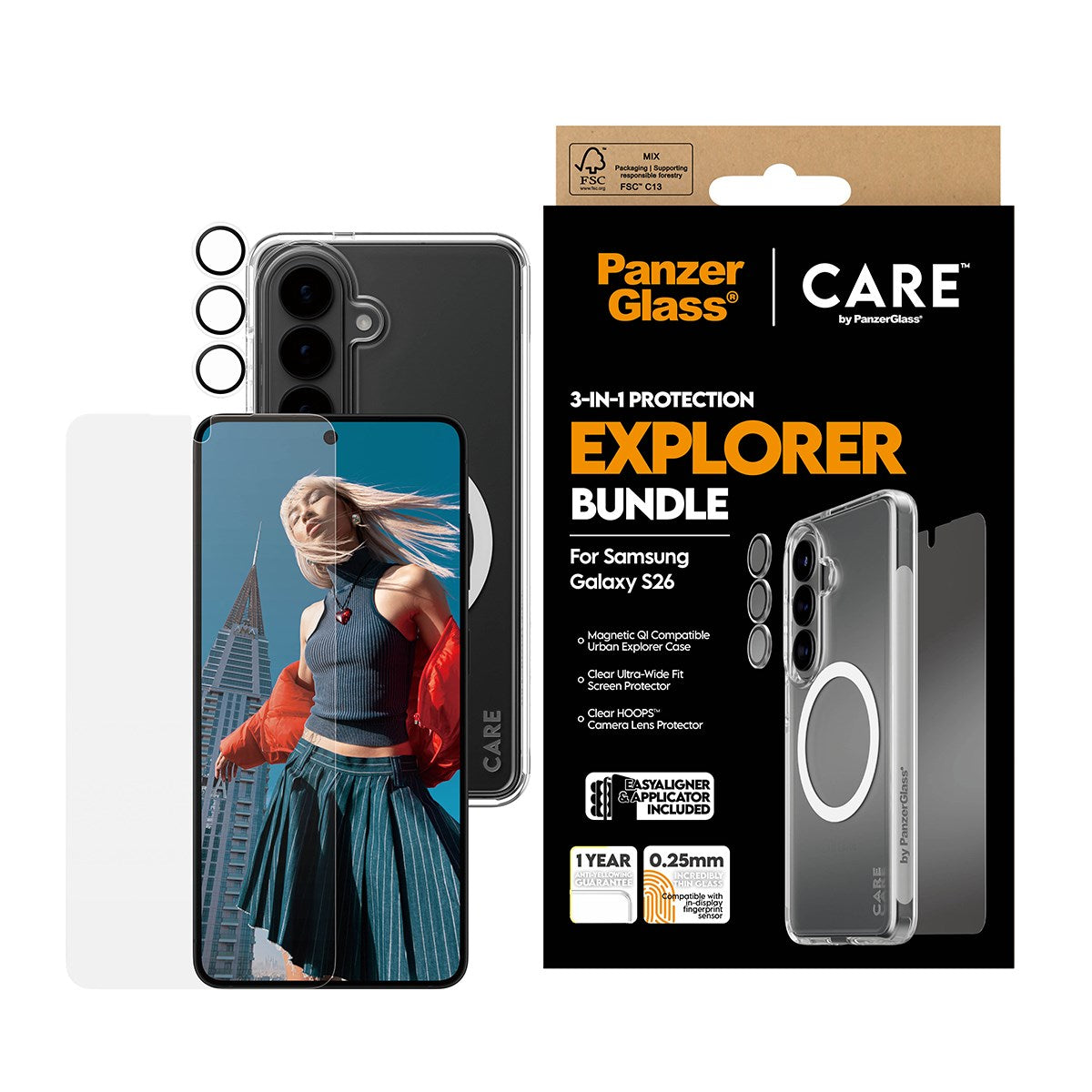 PanzerGlass® | CARE™ by PanzerGlass® 3-in-1 Pakke Samsung Galaxy S26