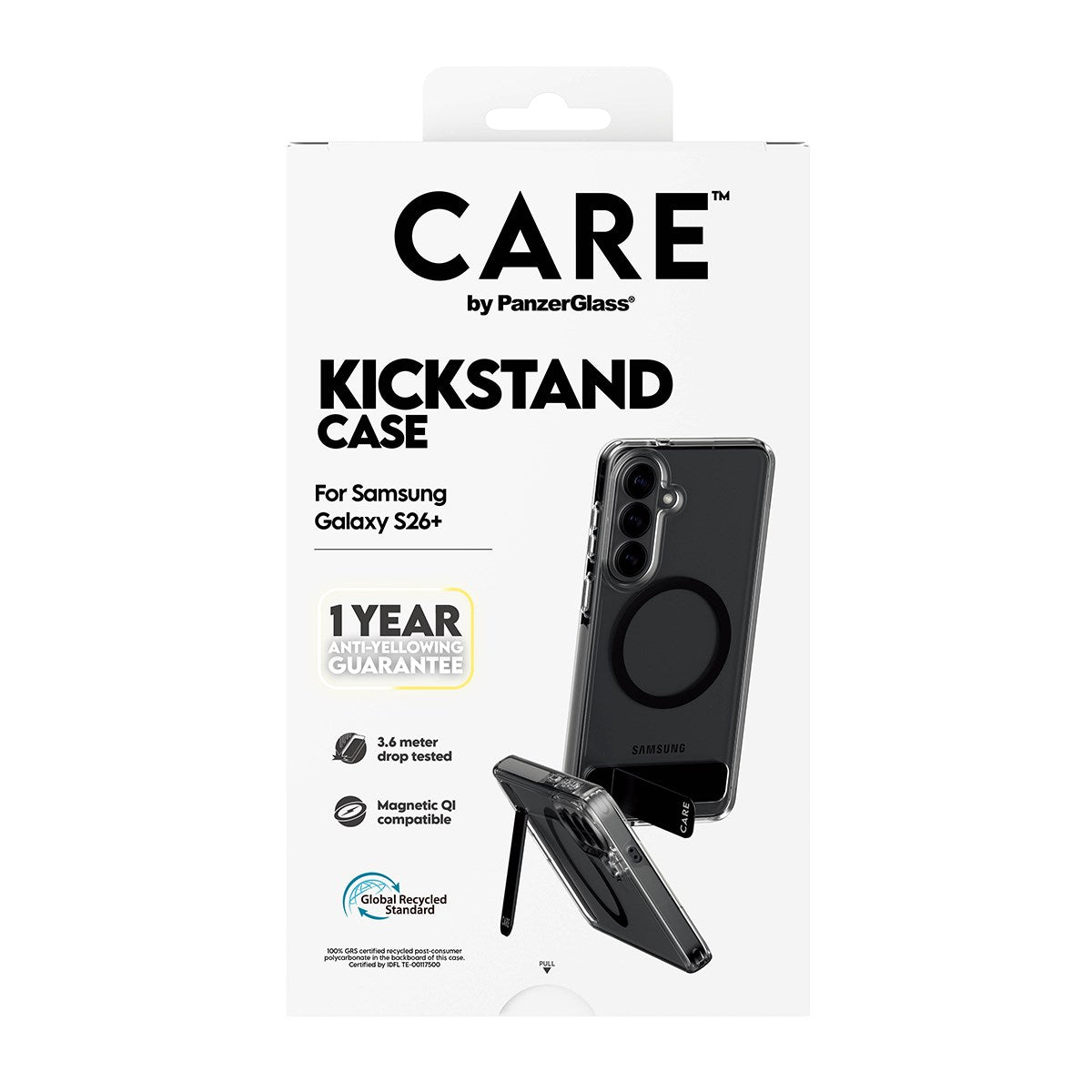 CARE™ by PanzerGlass® Kickstand Case Transparent m. Qi Samsung Galaxy S26+