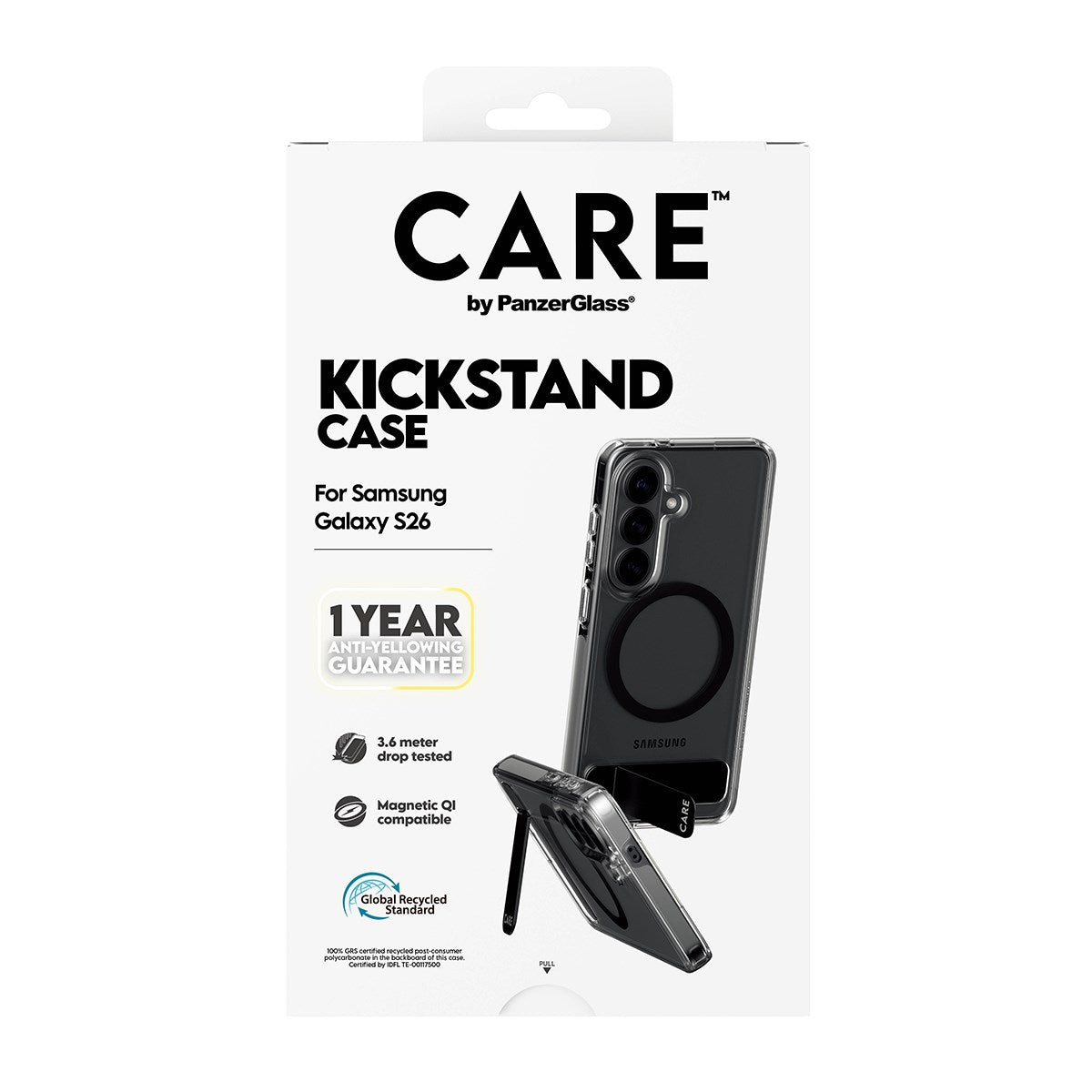 CARE™ by PanzerGlass® Kickstand Case Transparent m. Qi Samsung Galaxy S26