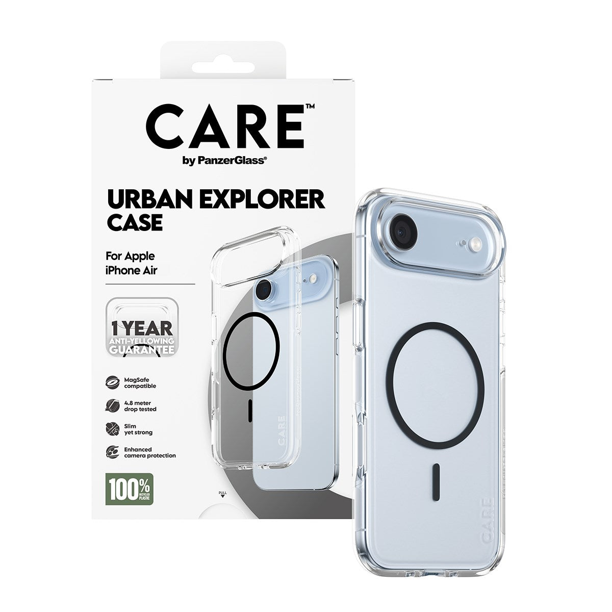 CARE by PanzerGlass® Urban Explorer Case Transparent m. Sort MagSafe iPhone Air