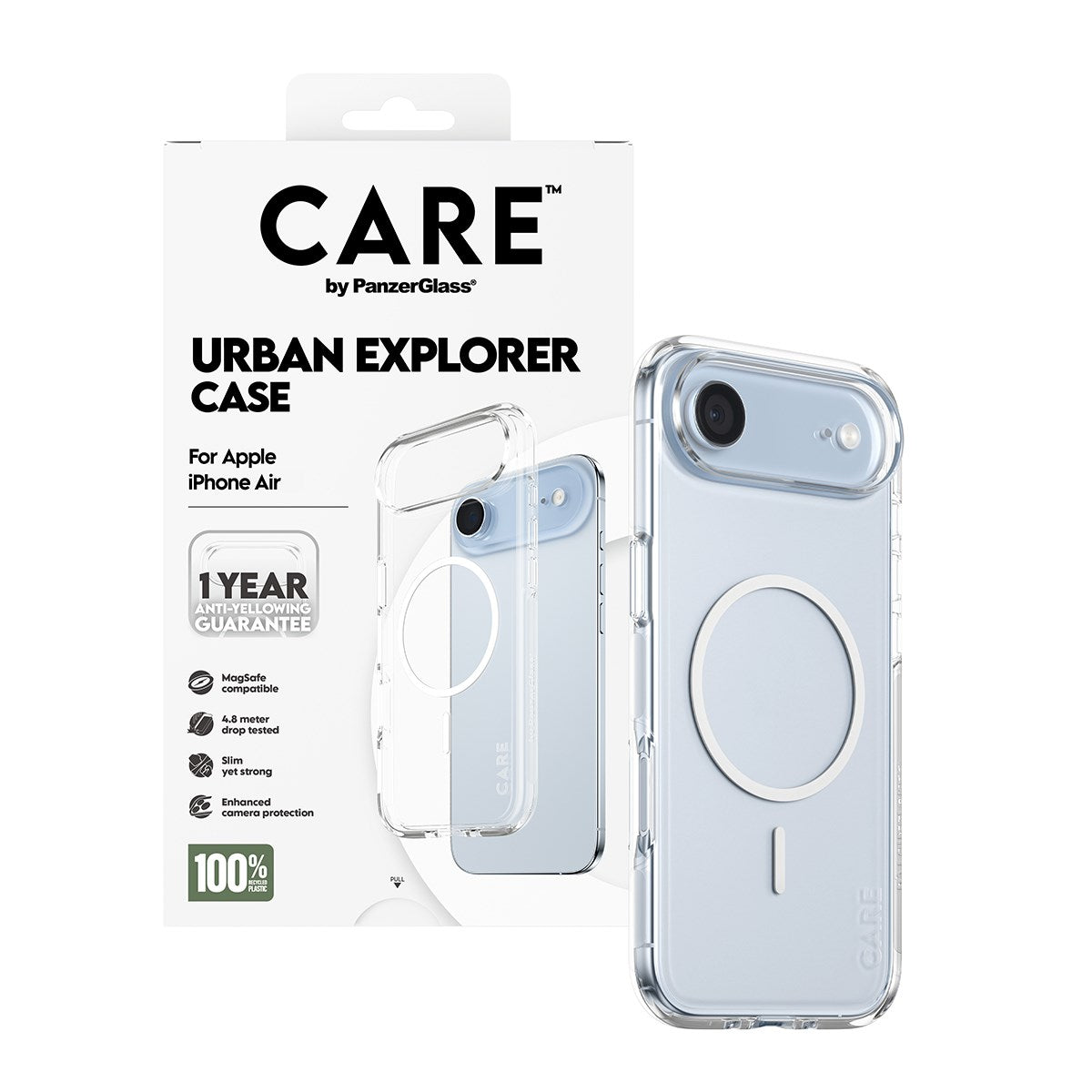 CARE by PanzerGlass® Urban Explorer Case Transparent m. Hvid MagSafe iPhone Air
