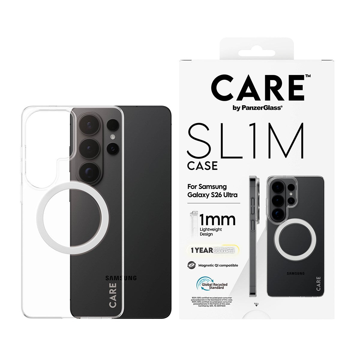 CARE™ by PanzerGlass® SL1M Case Transparent m. Qi Samsung Galaxy S26 Ultra