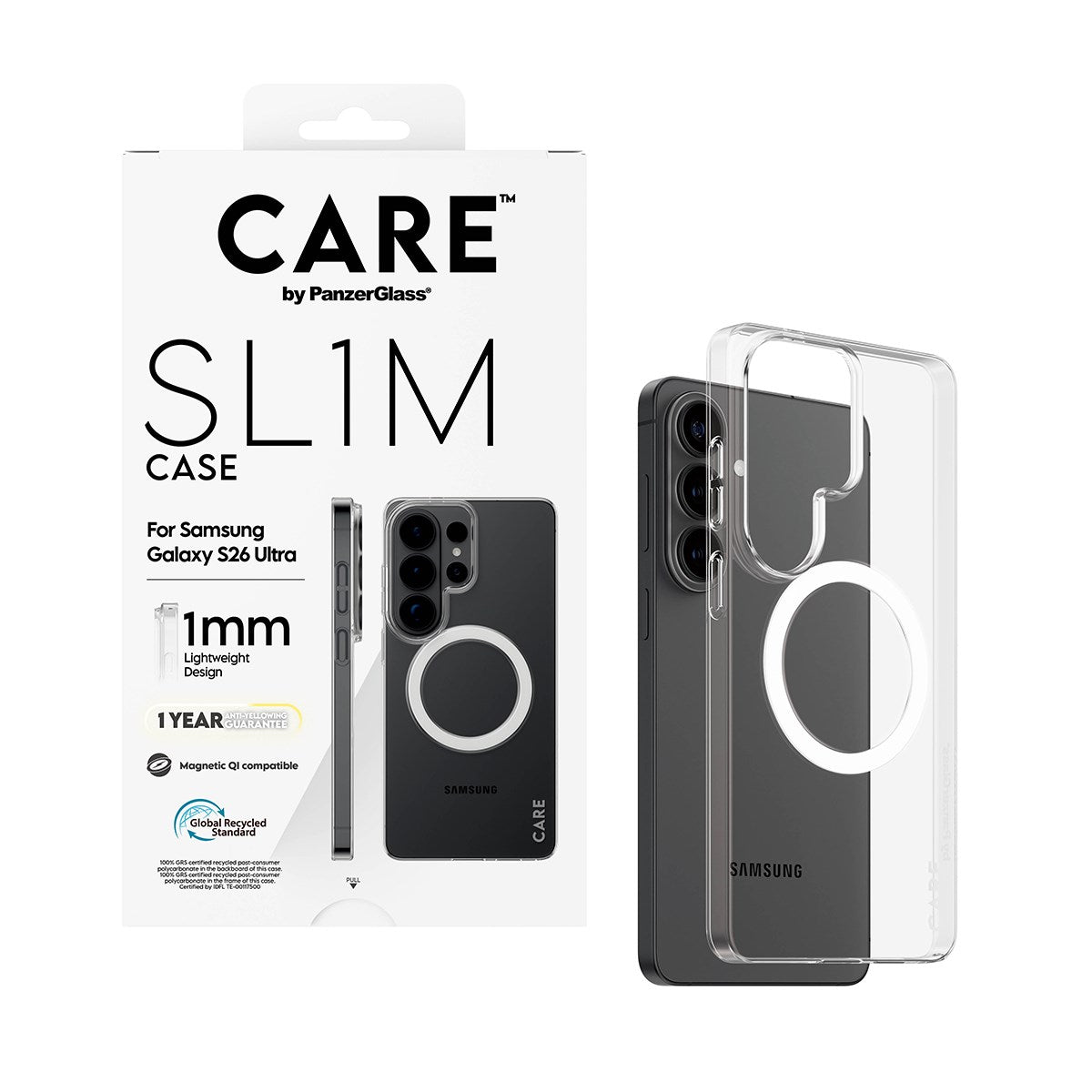 CARE™ by PanzerGlass® SL1M Case Transparent m. Qi Samsung Galaxy S26 Ultra