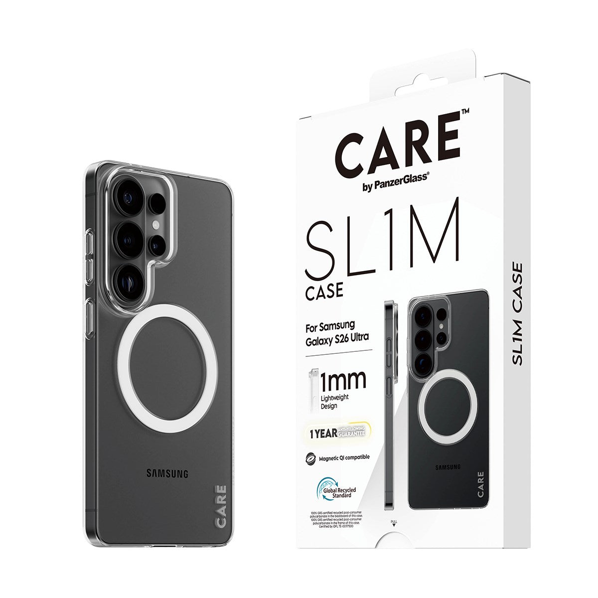 CARE™ by PanzerGlass® SL1M Case Transparent m. Qi Samsung Galaxy S26 Ultra