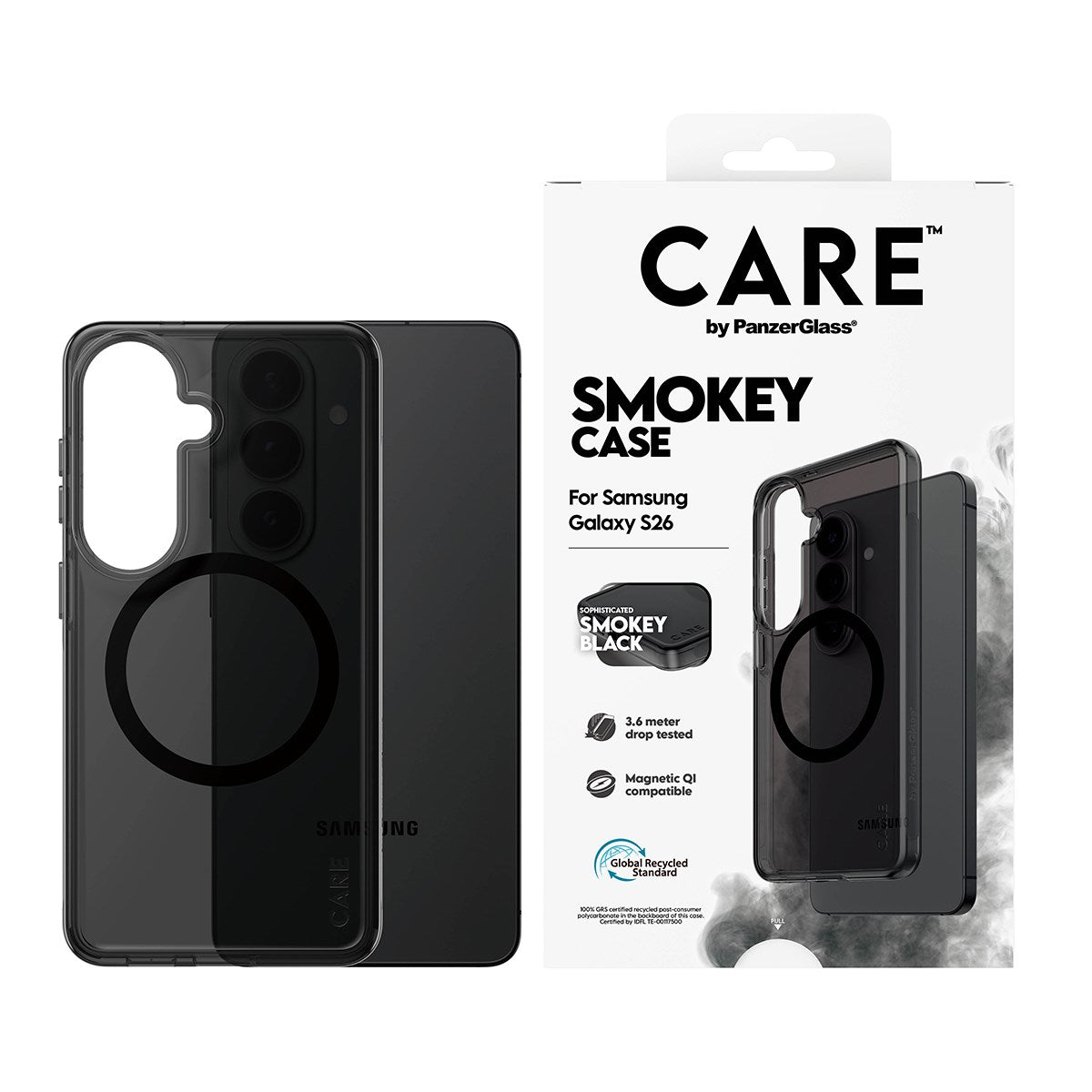 CARE™ by PanzerGlass® Smokey Case m. Sort Qi Samsung Galaxy S26