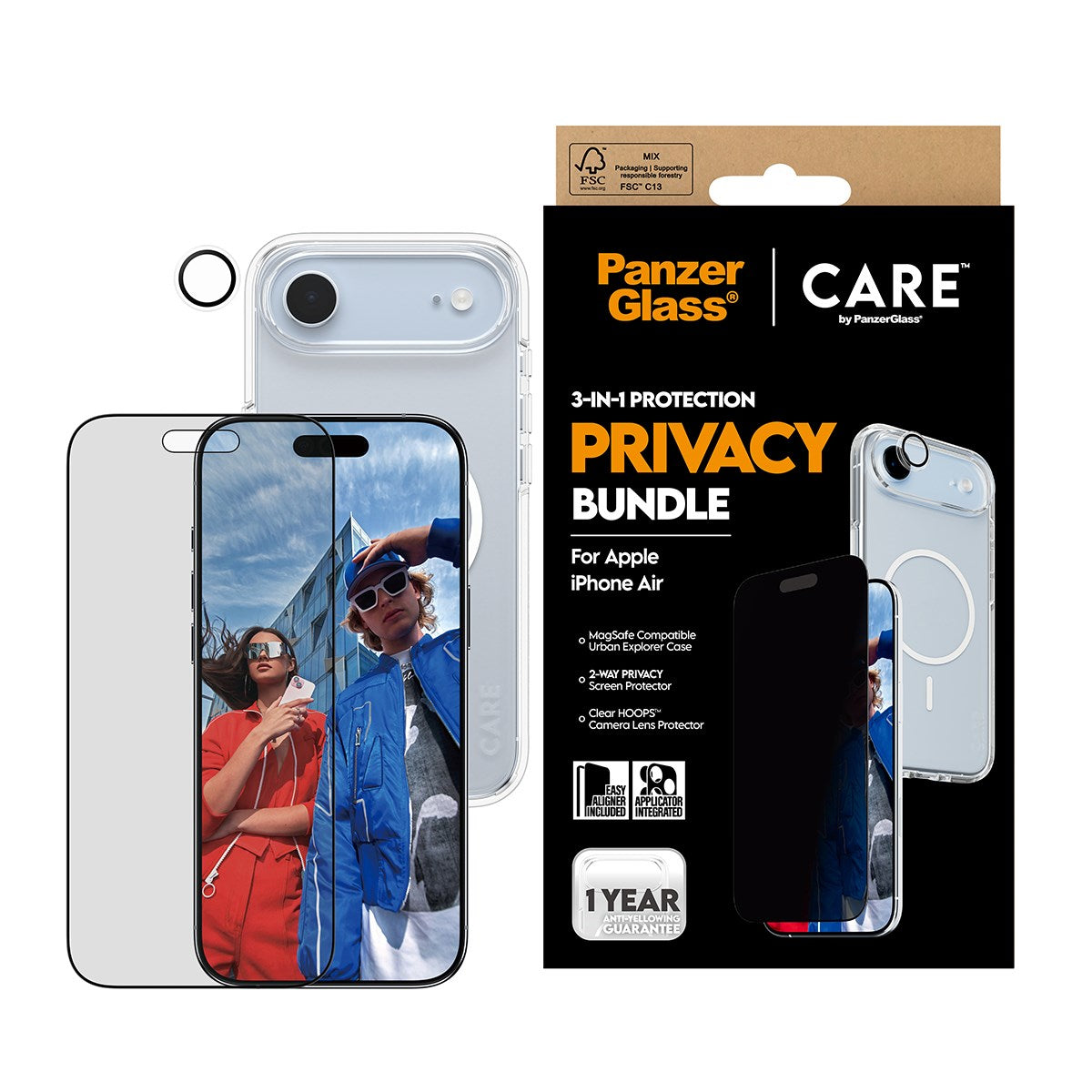 PanzerGlass® | CARE by PanzerGlass® Urban Combat 3-in-1 Privacy Pakke iPhone Air