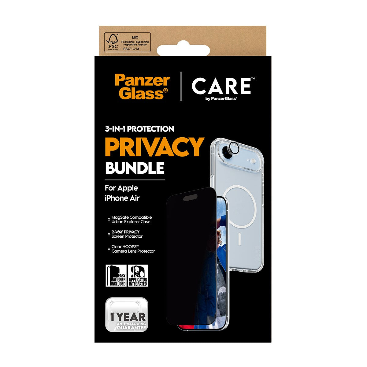 PanzerGlass® | CARE by PanzerGlass® Urban Combat 3-in-1 Privacy Pakke iPhone Air