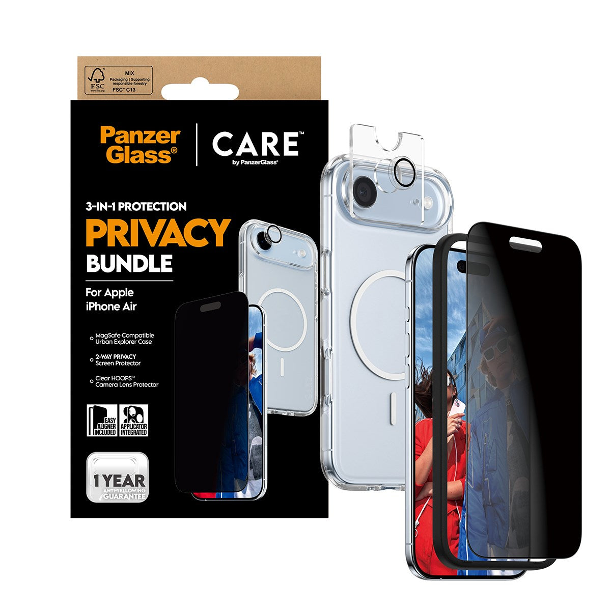 PanzerGlass® | CARE by PanzerGlass® Urban Combat 3-in-1 Privacy Pakke iPhone Air