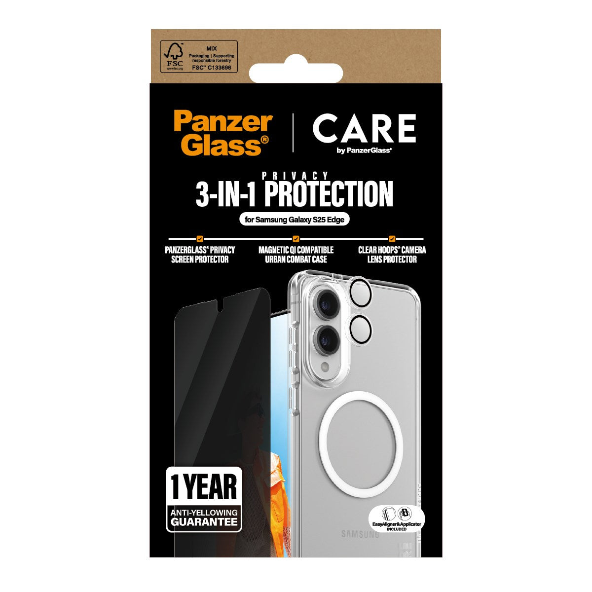 PanzerGlass® | CARE by PanzerGlass® Urban Combat 3-in-1 Privacy Bundle Samsung S25 Edge