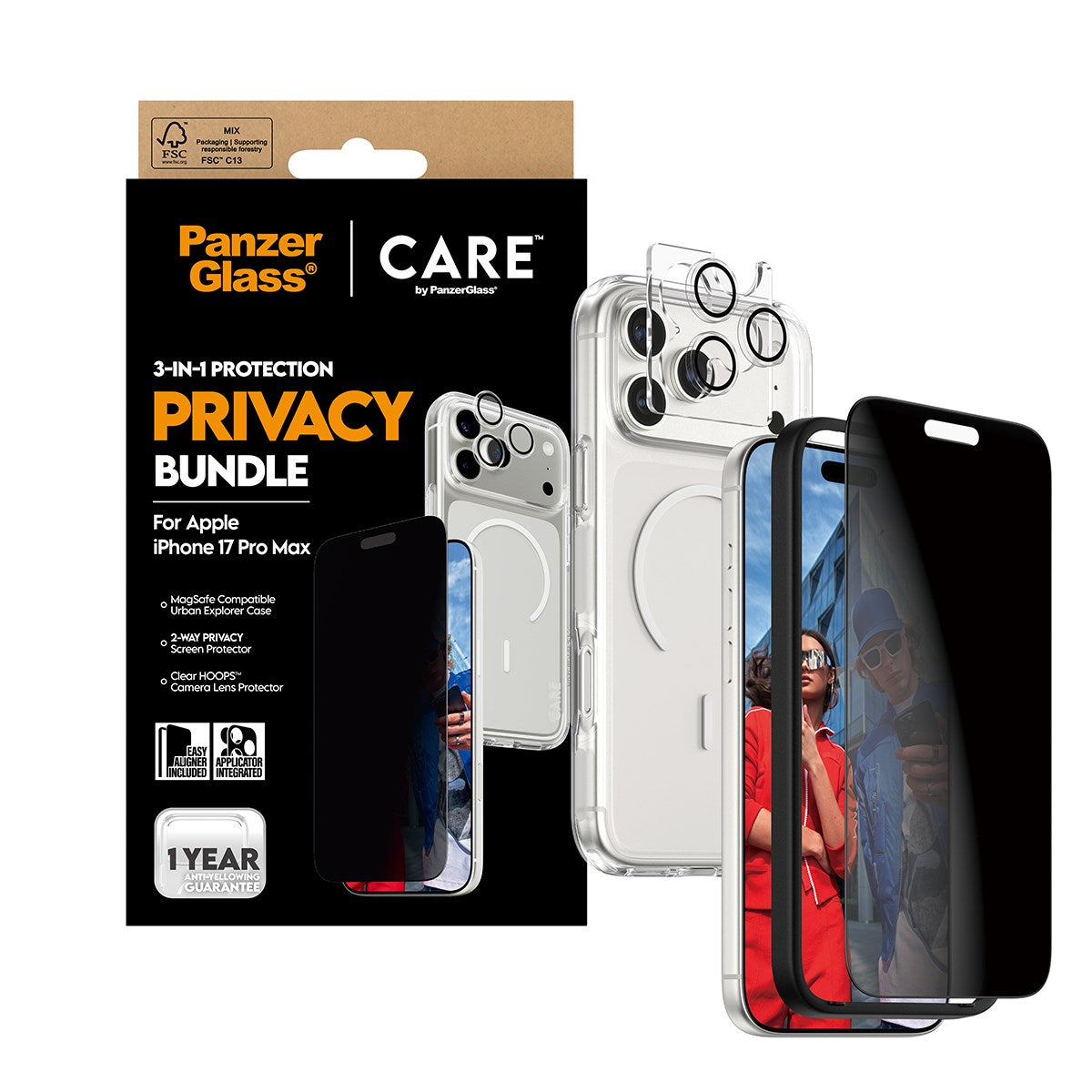 PanzerGlass® | CARE by PanzerGlass® Urban Combat 3-in-1 Privacy Pakke iPhone 17 Pro Max