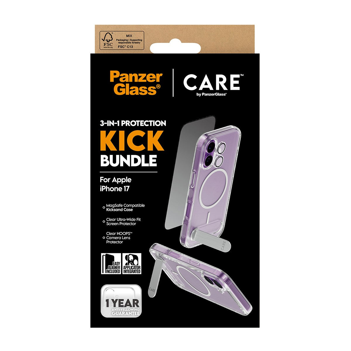 PanzerGlass® | CARE by PanzerGlass® 3-in-1 Kick Pakke iPhone 17