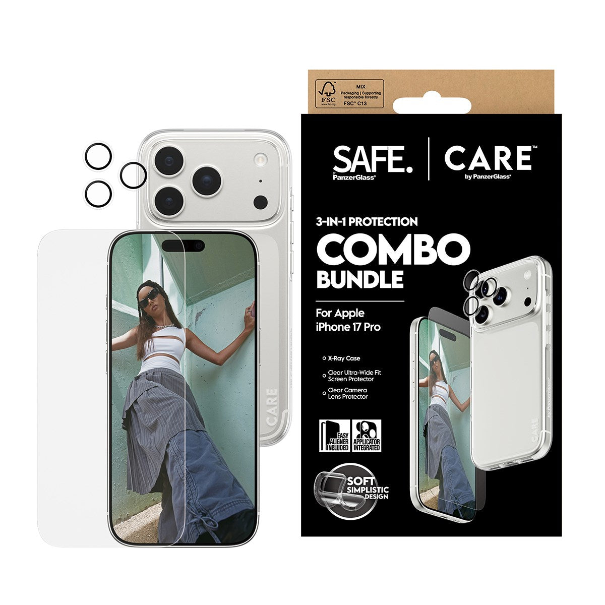 SAFE. | CARE by PanzerGlass® 3-in-1 Combo Pakke iPhone 17 Pro