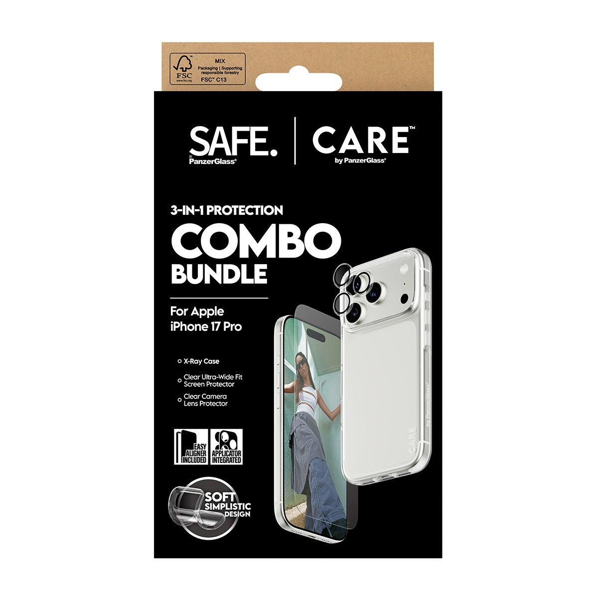 SAFE. | CARE by PanzerGlass® 3-in-1 Combo Pakke iPhone 17 Pro