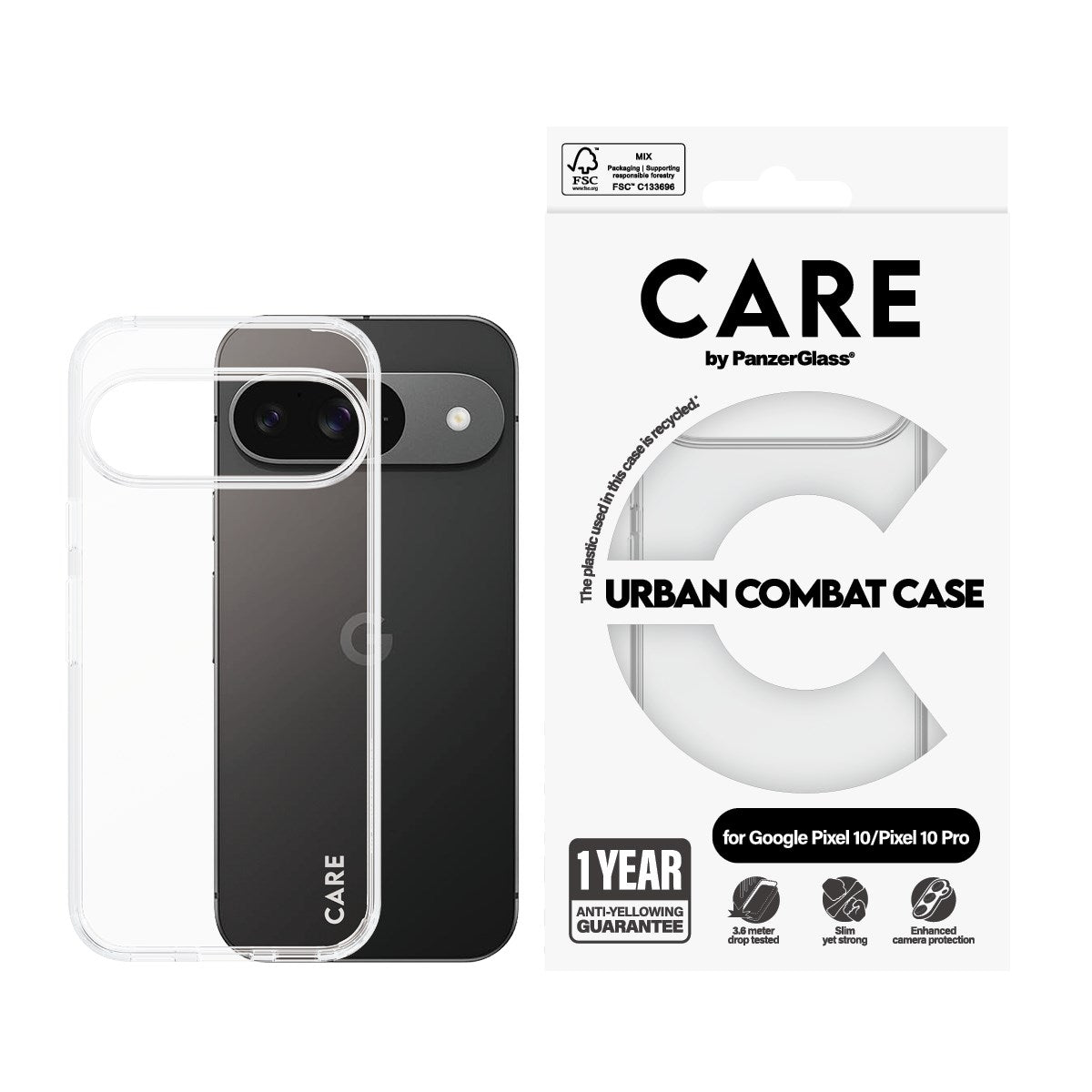 CARE by PanzerGlass® Urban Combat Case Transparent Google Pixel 10 | 10 Pro