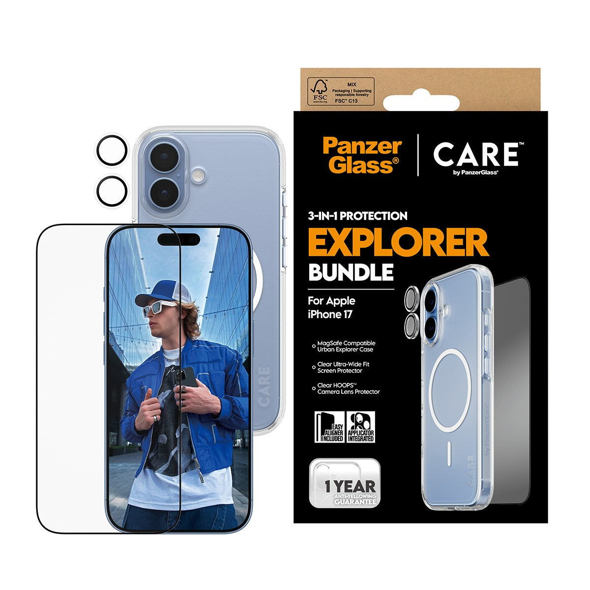 PanzerGlass® | CARE by PanzerGlass® Urban Explorer 3-in-1 Pakke iPhone 17