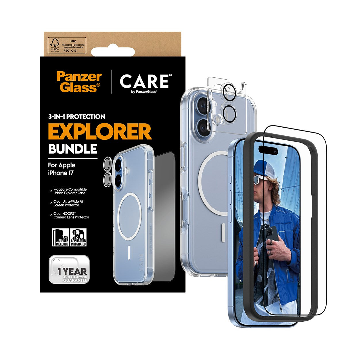 PanzerGlass® | CARE by PanzerGlass® Urban Explorer 3-in-1 Pakke iPhone 17