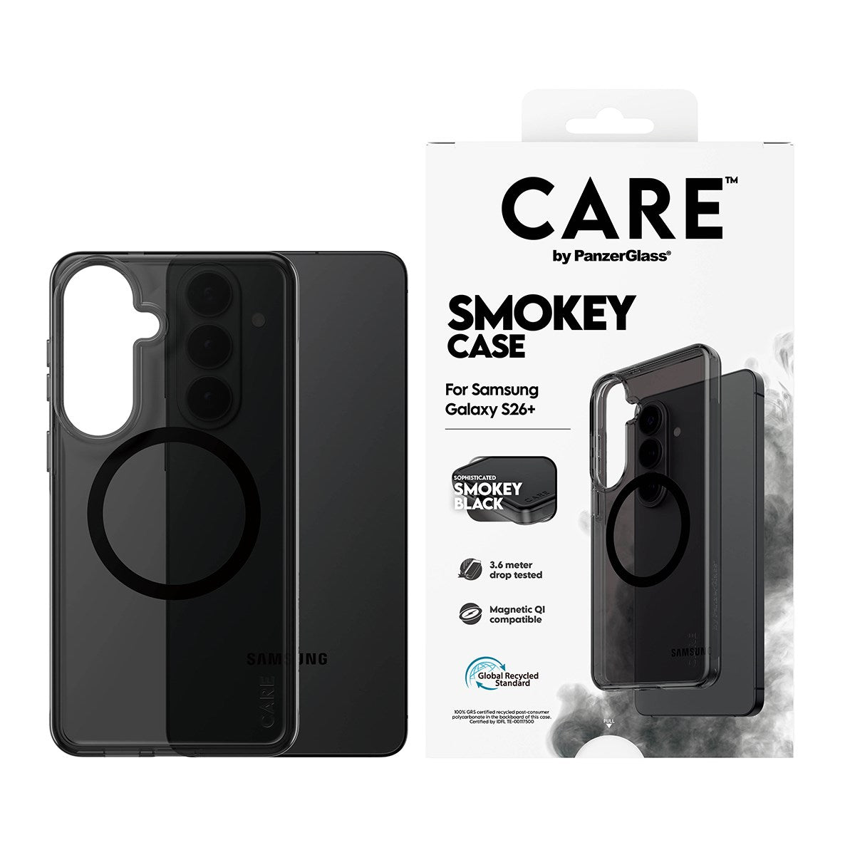 CARE™ by PanzerGlass® Smokey Case m. Sort Qi Samsung Galaxy S26+