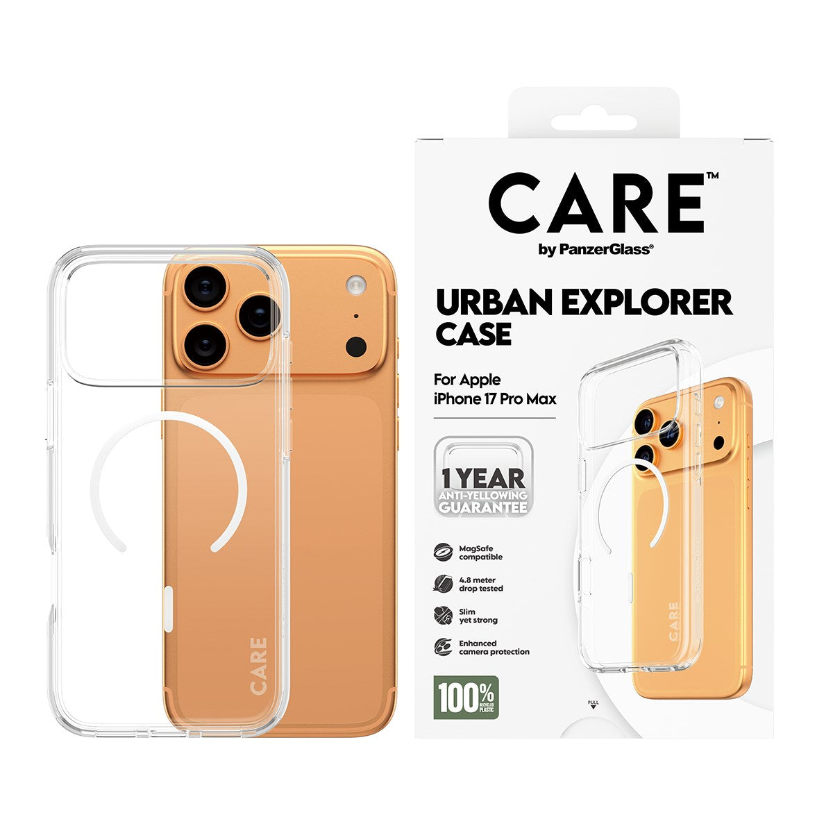 CARE™ by PanzerGlass® Urban Explorer Case Transparent m. Hvid MagSafe iPhone 17 Pro Max