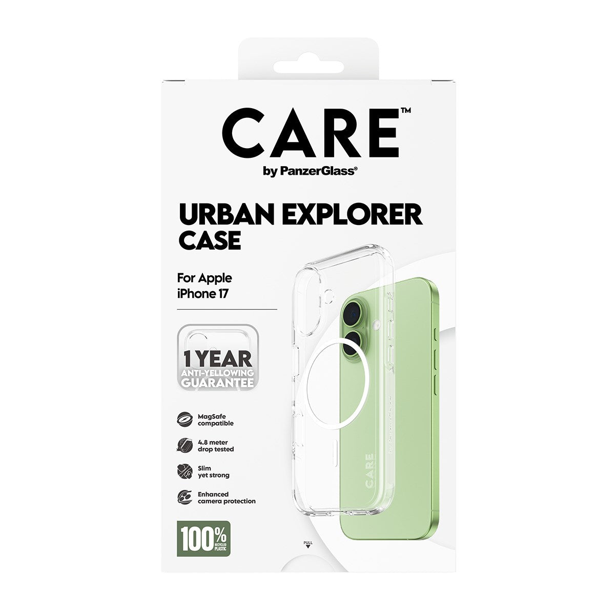 CARE by PanzerGlass® Urban Explorer Case Transparent m. Hvid MagSafe iPhone 17