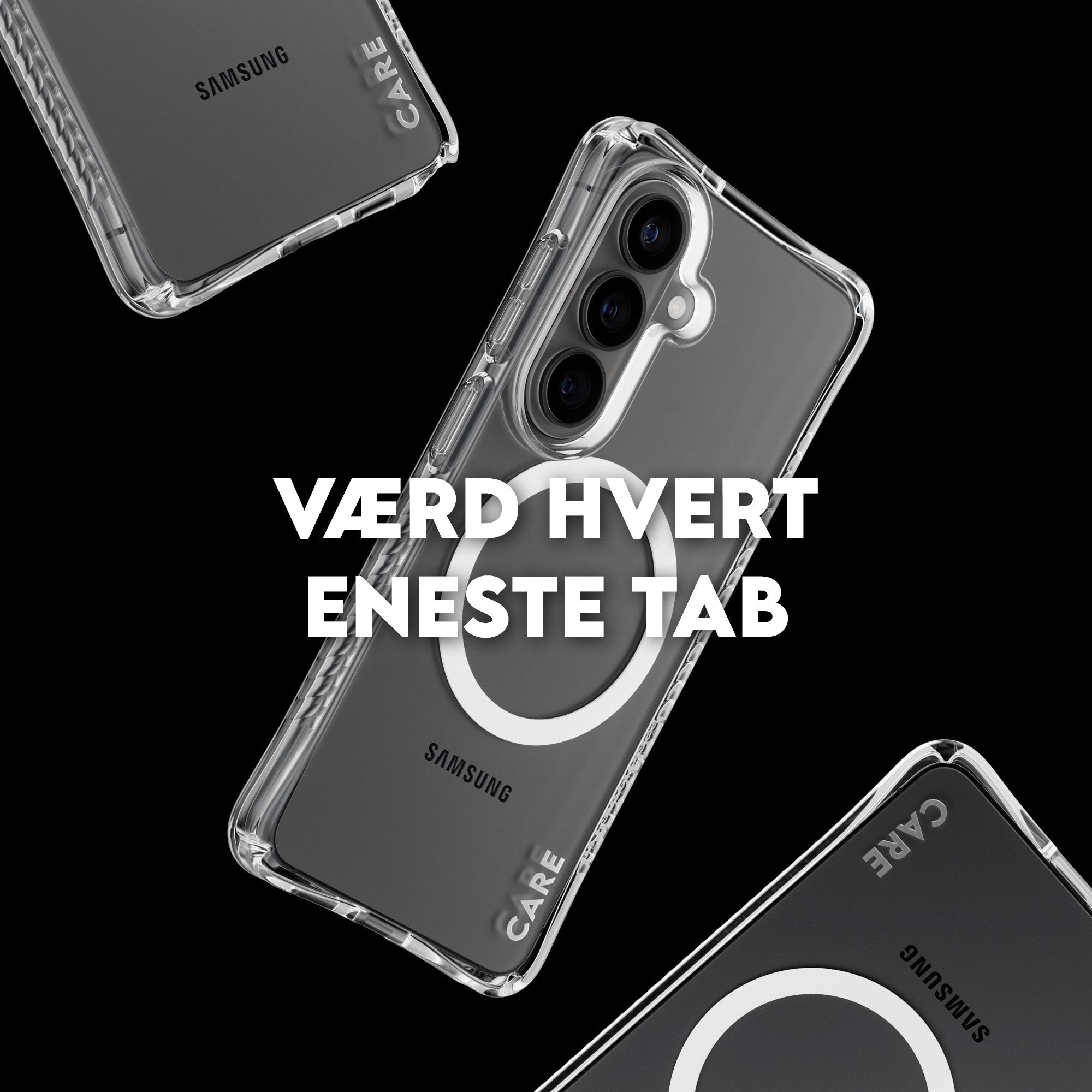 CARE™ by PanzerGlass® Samba Case Transparant m. Hvid Qi Samsung Galaxy S26+