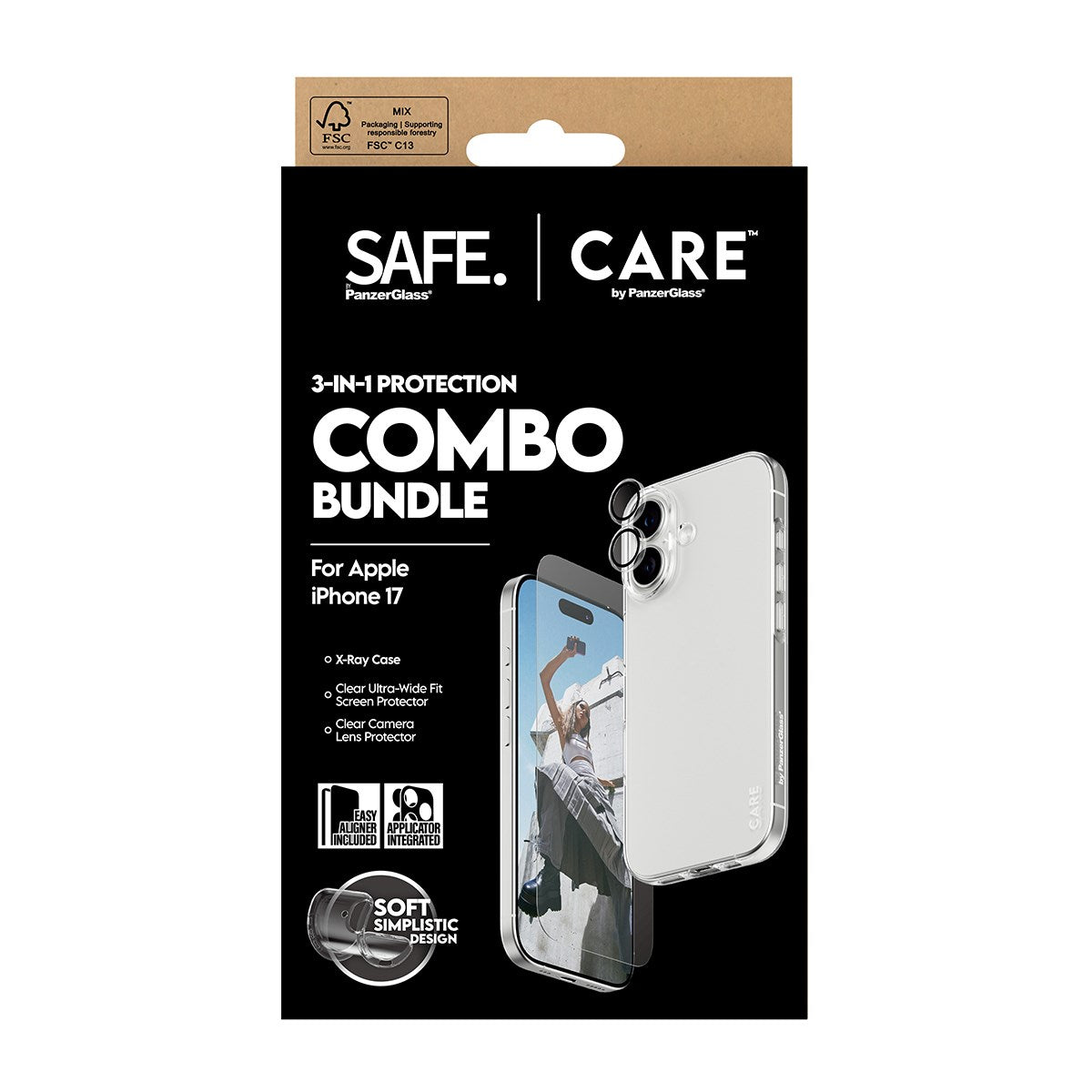SAFE. | CARE by PanzerGlass® 3-in-1 Combo Pakke iPhone 17
