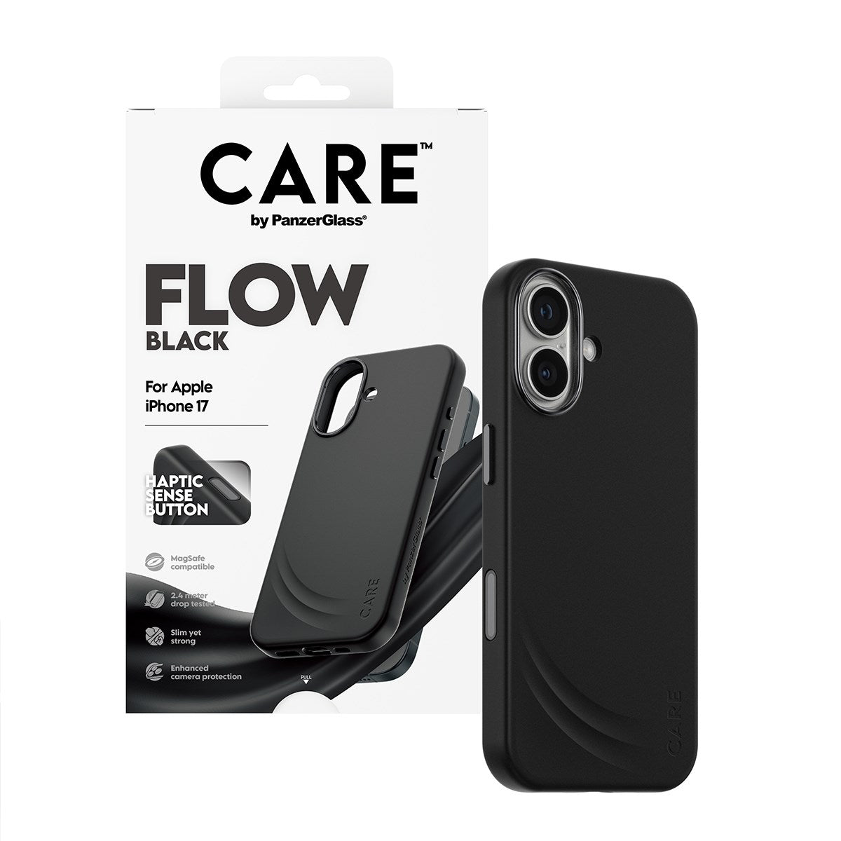 CARE by PanzerGlass® FLOW Case Sort m. Haptic Button & MagSafe iPhone 17