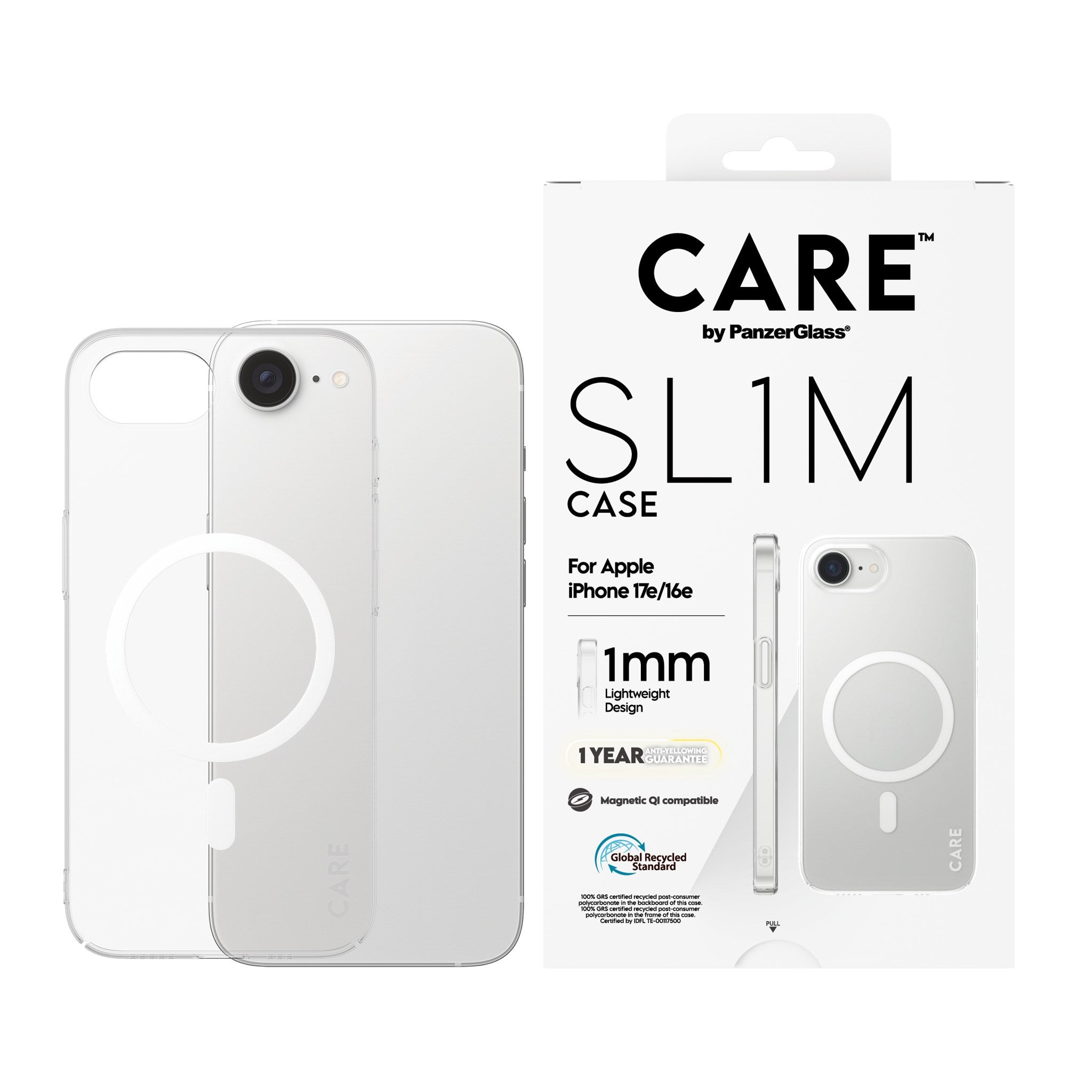 CARE™ by PanzerGlass® SL1M Case Transparent m. MagSafe iPhone 17e | 16e