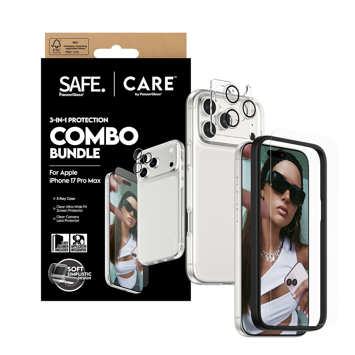 SAFE. | CARE by PanzerGlass® 3-in-1 Combo Pakke iPhone 17 Pro Max
