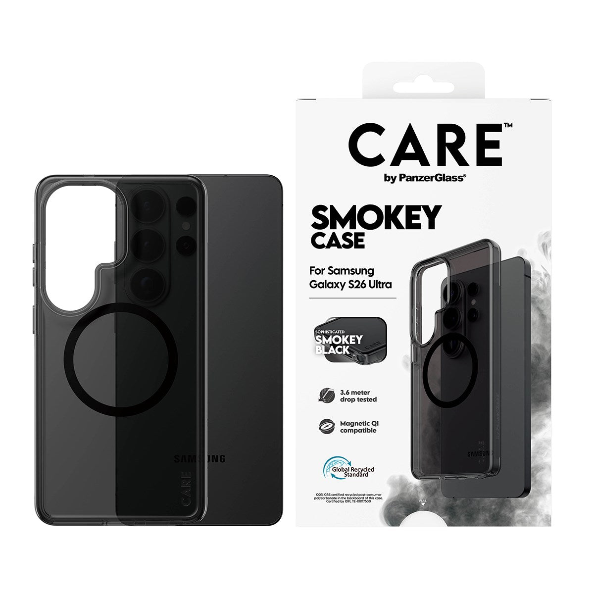 CARE™ by PanzerGlass® Smokey Case m. Sort Qi Samsung Galaxy S26 Ultra