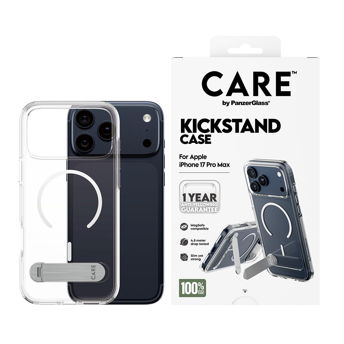 CARE™ by PanzerGlass® Case Transparent m. Kickstand & MagSafe iPhone 17 Pro Max