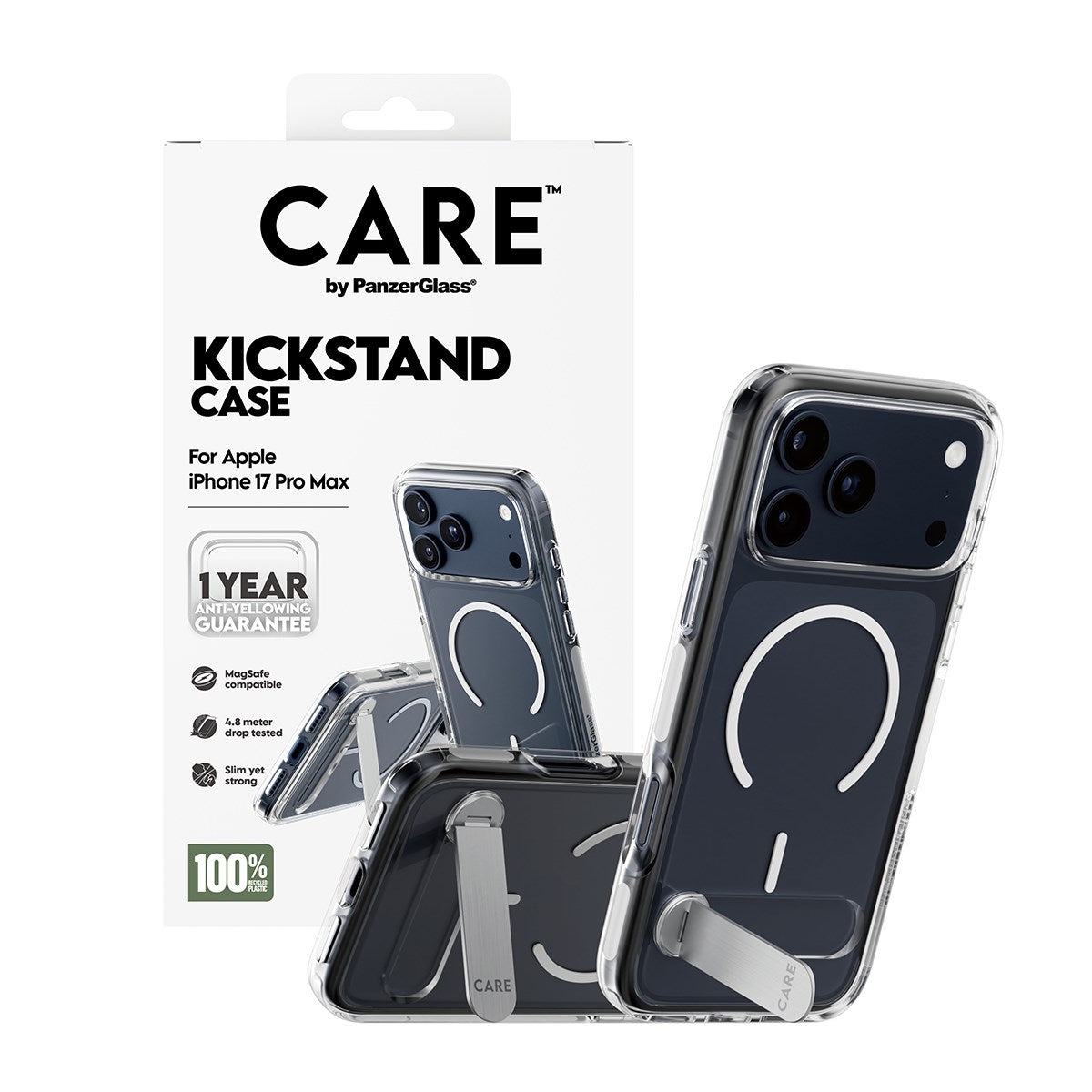 CARE™ by PanzerGlass® Case Transparent m. Kickstand & MagSafe iPhone 17 Pro Max