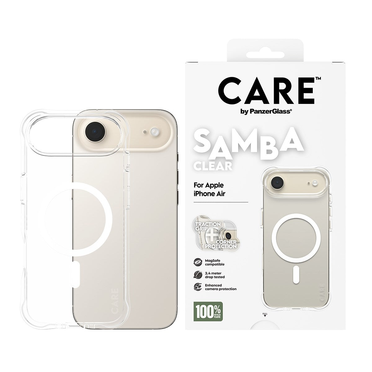 CARE by PanzerGlass® Samba Case Transparent m. Hvid MagSafe iPhone Air
