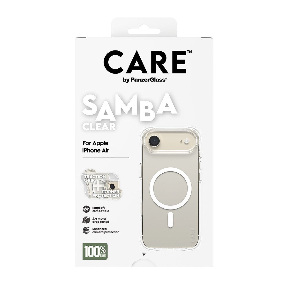 CARE by PanzerGlass® Samba Case Transparent m. Hvid MagSafe iPhone Air