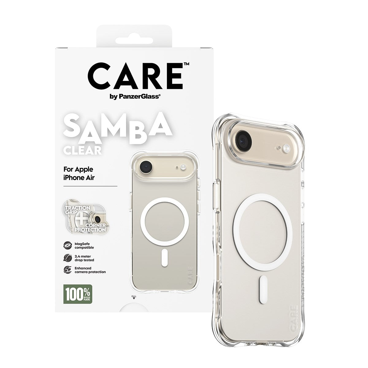 CARE by PanzerGlass® Samba Case Transparent m. Hvid MagSafe iPhone Air