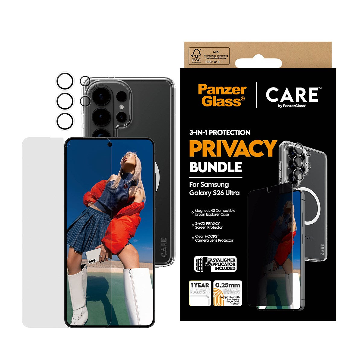 PanzerGlass® | CARE™ by PanzerGlass® Privacy 3-in-1 Pakke Samsung Galaxy S26 Ultra