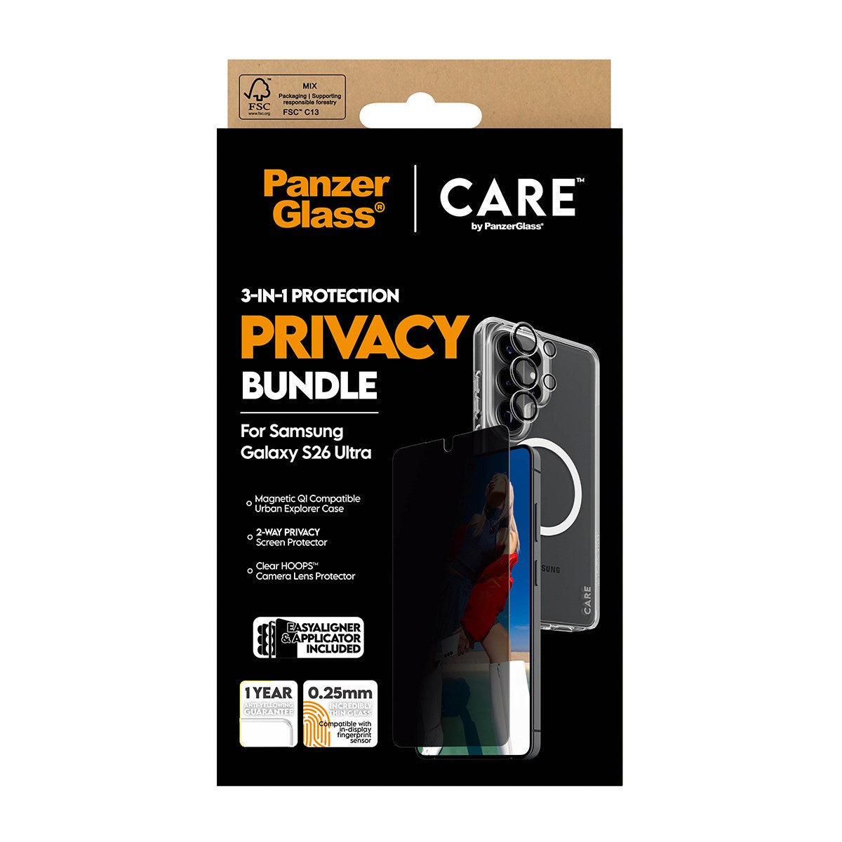 PanzerGlass® | CARE™ by PanzerGlass® Privacy 3-in-1 Pakke Samsung Galaxy S26 Ultra