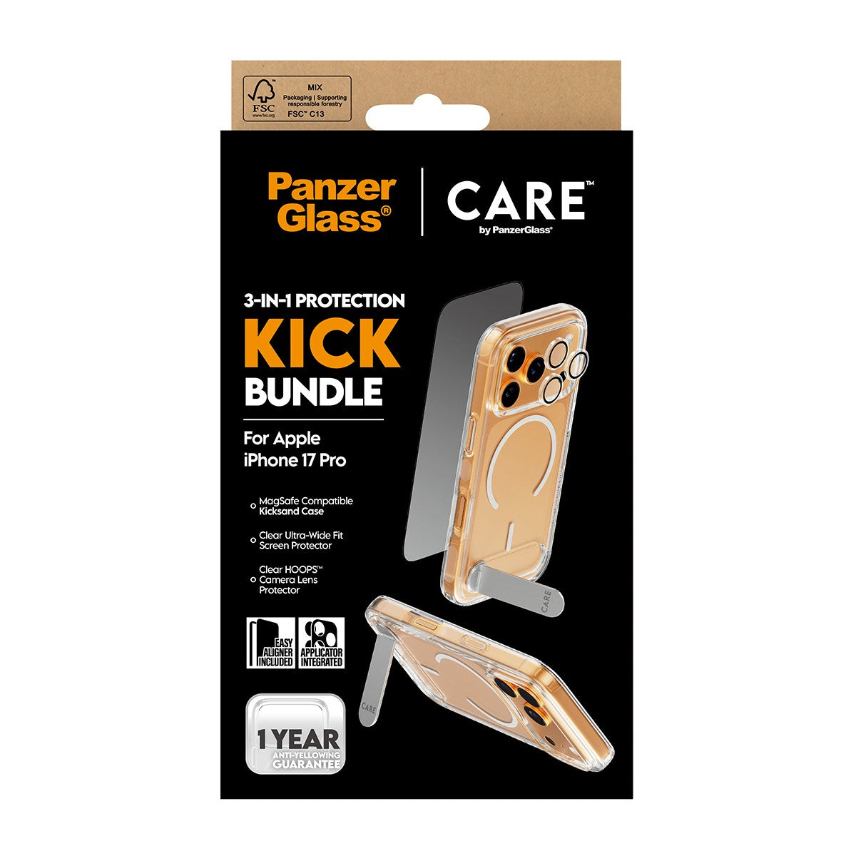PanzerGlass® | CARE by PanzerGlass® 3-in-1 Kick Pakke iPhone 17 Pro