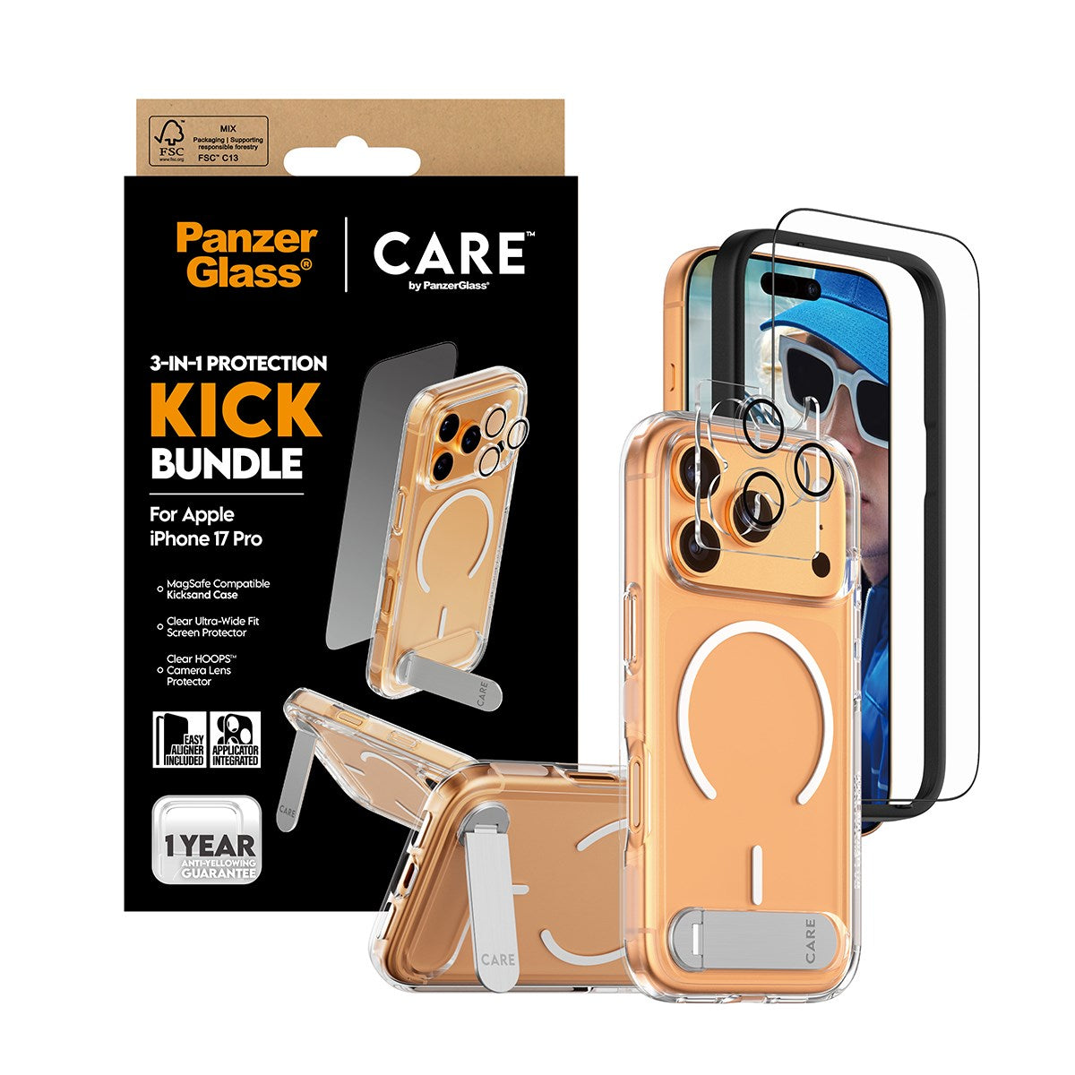 PanzerGlass® | CARE by PanzerGlass® 3-in-1 Kick Pakke iPhone 17 Pro