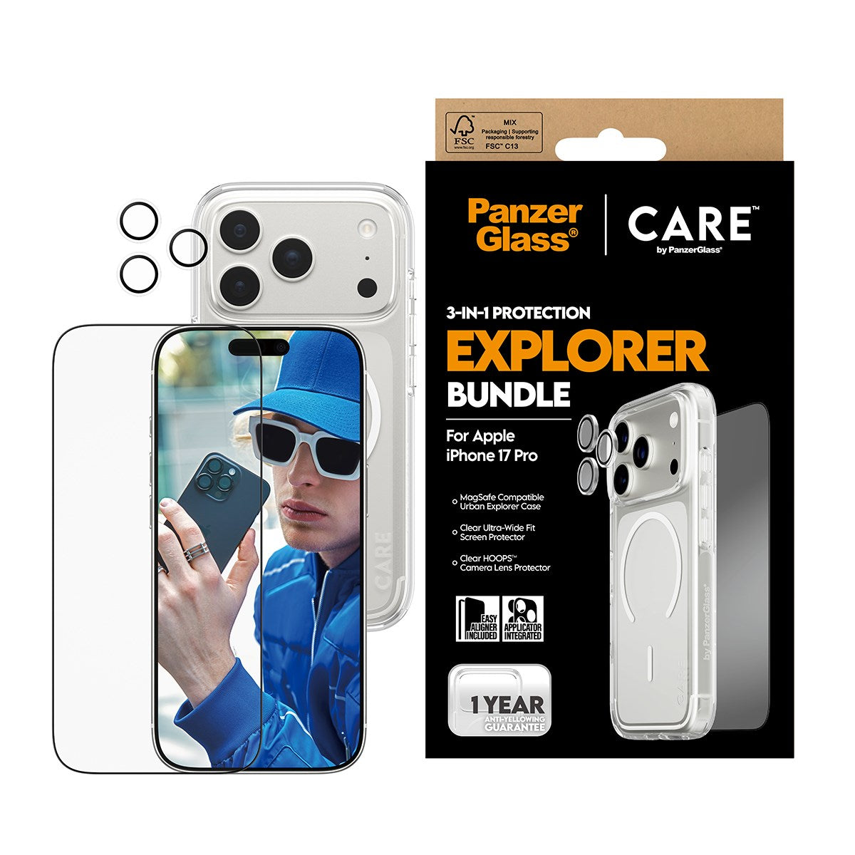 PanzerGlass® | CARE by PanzerGlass® Urban Explorer 3-in-1 Pakke iPhone 17 Pro
