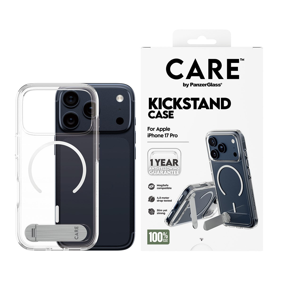 CARE by PanzerGlass® Case Transparent m. Kickstand & MagSafe iPhone 17 Pro