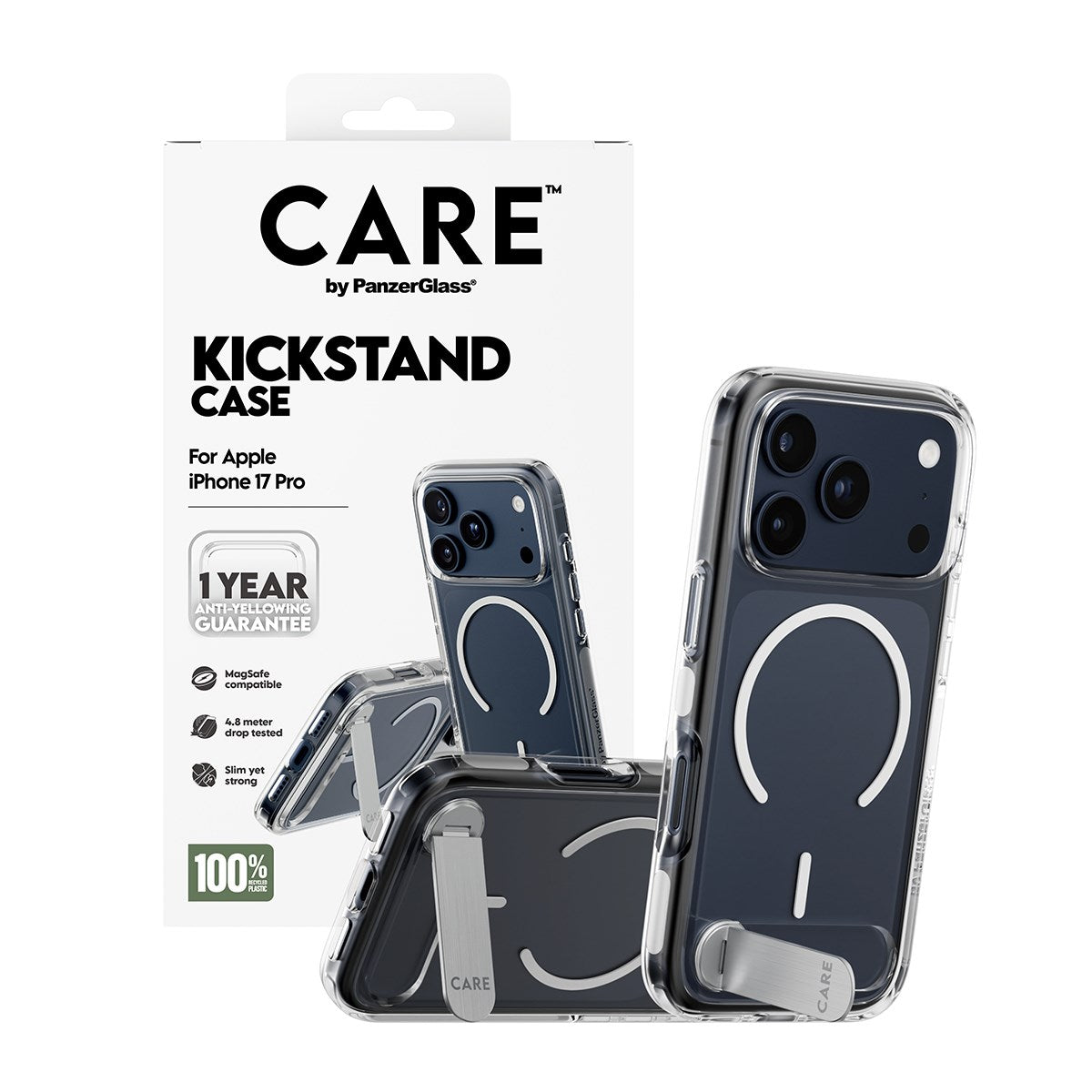 CARE by PanzerGlass® Case Transparent m. Kickstand & MagSafe iPhone 17 Pro